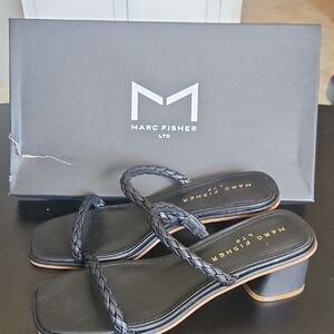 Marc Fisher Black Braided Heeled Sandals